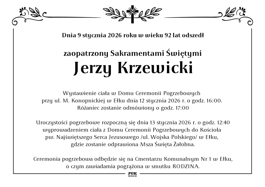 Jerzy Krzewicki - nekrolog